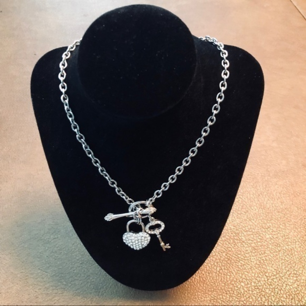 Crystal  Heart and Key Necklace